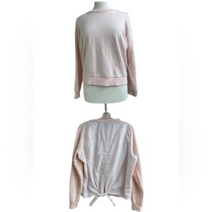 J Crew solid front striped back sweatshirt medium